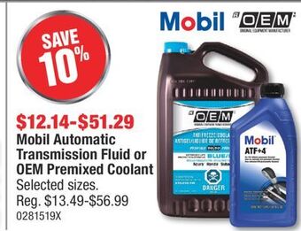 PartSource Mobil automatic transmission fluid or oem premixed coolant offer
