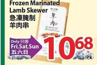 T&T Supermarket Frozen Marinated Lamb Skewer offer