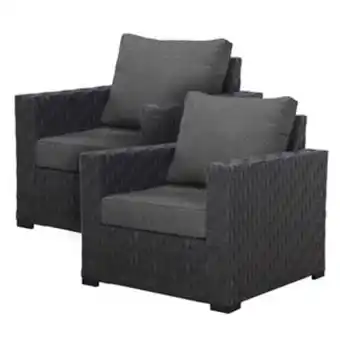 Lowe's Allen + roth dartford grey wicker stationary conversation chair with polyester cushion - 2-piece offer