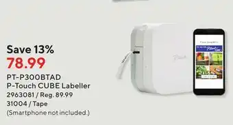 Staples Brother pt-p300btad p-touch cube labeller offer