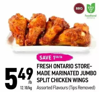 Fresh ontario store-made marinated jumbo split chicken wings