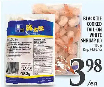 Black tie cooked tail-on white shrimp