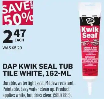 Co-op Dap Kwik Seal Tub Tile White, 162-ML offer