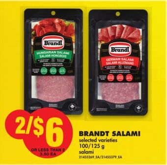 No Frills Brandt salami, 100/125 g offer