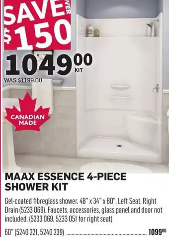 Co-op Maax Essence 4-Piece Shower Kit offer