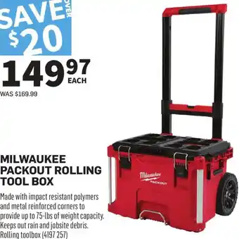 Co-op Milwaukee Packout Rolling Tool Box offer