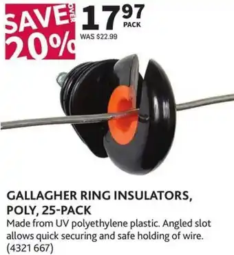 Co-op Gallagher Ring Insulators, Poly, 25-Pack offer