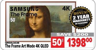 2001 Audio Video Samsung 50" the frame art mode 4k qled offer