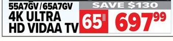 2001 Audio Video Hisense 65" 4k led smart vidaa tv offer