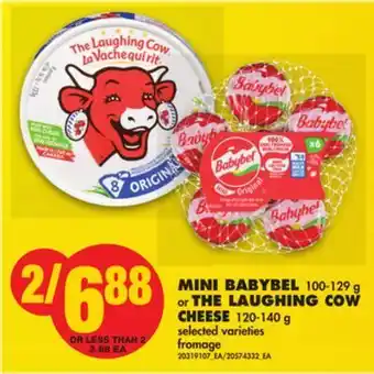 No Frills Mini babybel, 100-129 g or the laughing cheese, 120-140 g offer