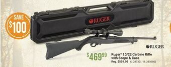 Bass Pro Ruger® 10/22 carbine rifle with scope & case offer