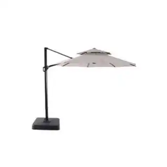 Lowe's Style selections 10-ft grey polyester offset patio umbrella with crank mechanism and base included offer