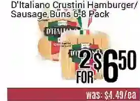 Nations Fresh Foods D'italiano crustini hamburger/ sausage buns 6-8 pack offer