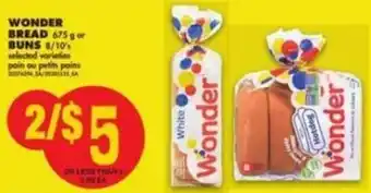 No Frills Wonder Bread 675g or Buns 8/10's offer