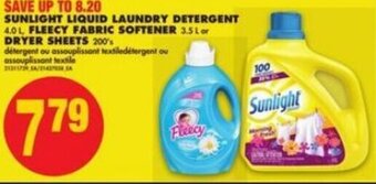 No Frills Sunlight Liquid Laundry Detergent 4.0L, Fleecy Fabric Softener 3.5L or Dryer Sheets 200's offer