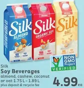 IGA Silk Soy Beverages Almond, Cashew, Coconut or Oat 1.75L-1.89L offer