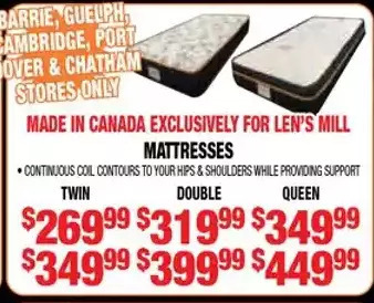Len's Mill Stores Mattresses | twin | double | queen offer