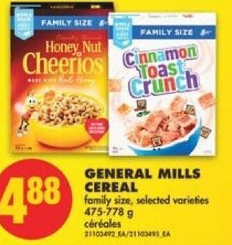 No Frills General Mills Cereal 475-778 g offer