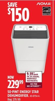 Canadian Tire Noma 50-pint energy star dehumidifier offer