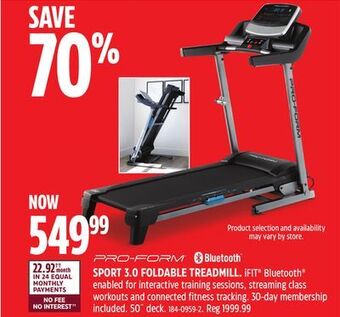 Canadian Tire Proform sport 3.0 foldable treadmill offer