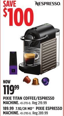 Canadian Tire Nespresso pixie espresso machine offer