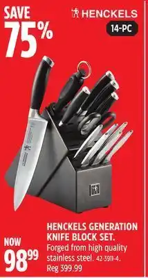 Canadian Tire Henckels generation knife block set offer