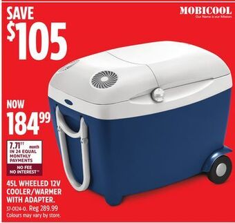 Canadian Tire Mobicool 45l wheeled 12v cooler/warmer with adapter offer