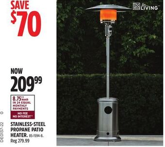 Canadian Tire For living stainless-steel propane patio heater offer