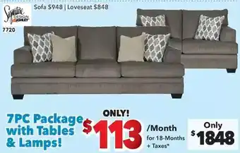 Surplus Furniture Signature 7pc package with tables & lamps! sofa | loveseat offer