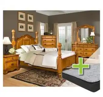Aaron's 6 - piece bryant queen bedroom set w/ woodhaven 8" tight top mattress, foundation & protectors offer