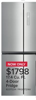 Leon's Frigidaire brushed steel 4 door refrigerator (17.4 cu. ft) - frqg1721av offer