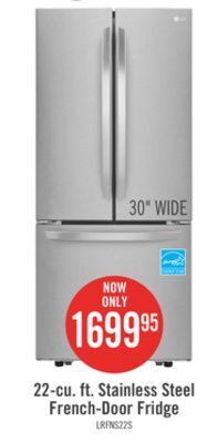 The Brick Lg 21.8 cu. ft. 3-door french door refrigerator - lrfns2200s offer