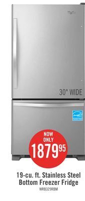 The Brick Whirlpool 19 cu. ft. bottom-mount refrigerator stainless steel offer