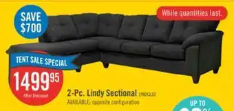 The Brick Lindy linen-look fabric 2-piece left-facing sectional - grey offer