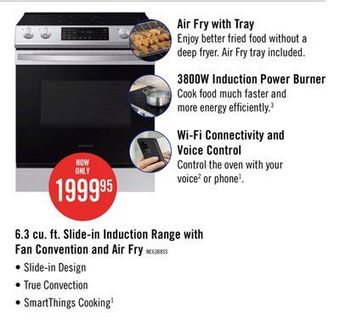 The Brick Samsung 6.3 cu. ft. slide-in electric induction range with air fry - ne63b8411ss/ac offer