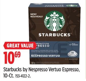 Canadian Tire Starbucks by nespresso vertuo espresso, 10-ct offer