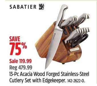 Canadian Tire Sabatier 13-pc acacia wood forged stainless-steel cutlery set with edgekeeper offer