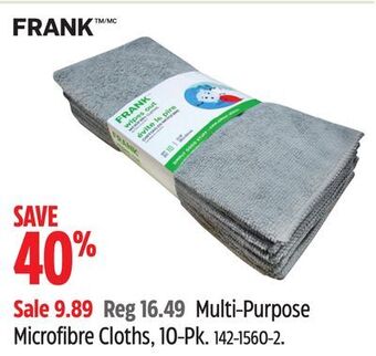 Canadian Tire Frank multi-purpose microfibre cloths, 10-pk offer