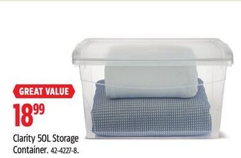 Canadian Tire Type a clarity 50l storage container offer