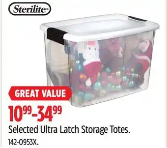 Canadian Tire Sterilite selected ultra latch storage totes offer