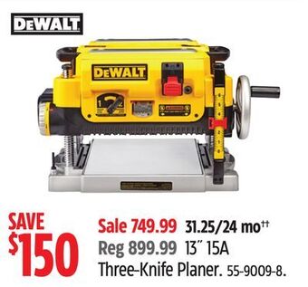 Canadian Tire Dewalt 13˝ 15a three-knife planer offer