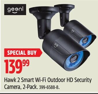 Canadian Tire Geeni hawk 2 smart wi-fi outdoor hd security camera, 2-pack offer