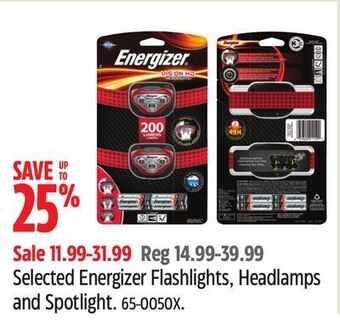 Canadian Tire Selected energizer flashlights, headlamps and spotlight offer