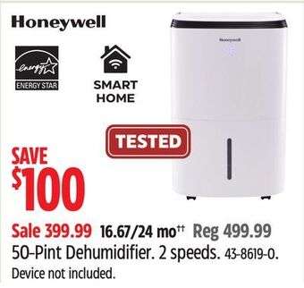 Canadian Tire Honeywell 50-pint dehumidifier offer