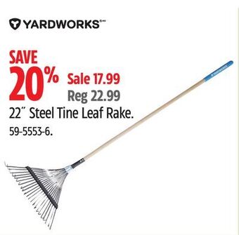 Canadian Tire Yardworks 22˝ steel tine leaf rake offer