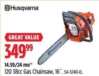 Canadian Tire Husqvarna 120 38cc gas chainsaw, 16˝ offer