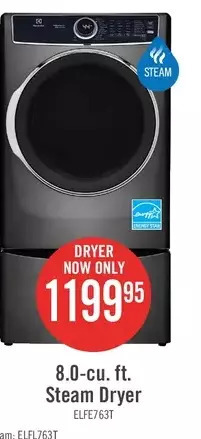 The Brick Electrolux 8.0-cu. ft. steam dryer offer