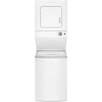 The Brick Whirlpool 1.8 cu.ft electric stacked laundry with impeller and soft-close glass lid centre controls offer