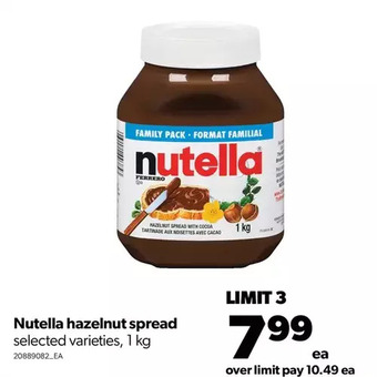 Real Canadian Superstore Nutella hazelnut spread offer
