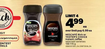 Real Canadian Superstore Nescafé rich or taster's choice instant coffee offer